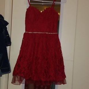 Red semi formal lace dress